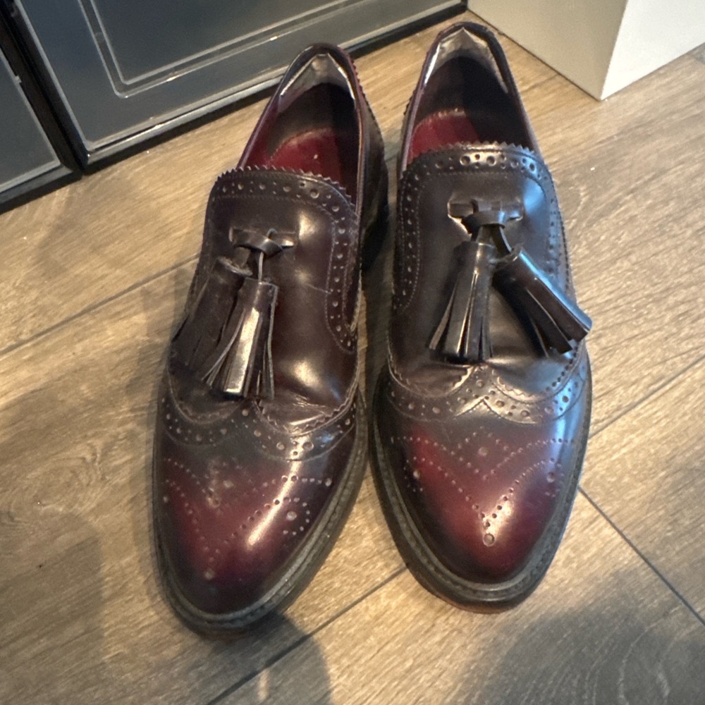Burberry Dark Red Tassel Loafers